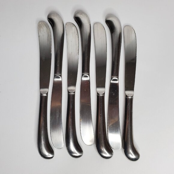 Stainless Steel Pistol Grip Knives Vintage American Colonial Flatware Lot of 7 - Picture 1 of 6